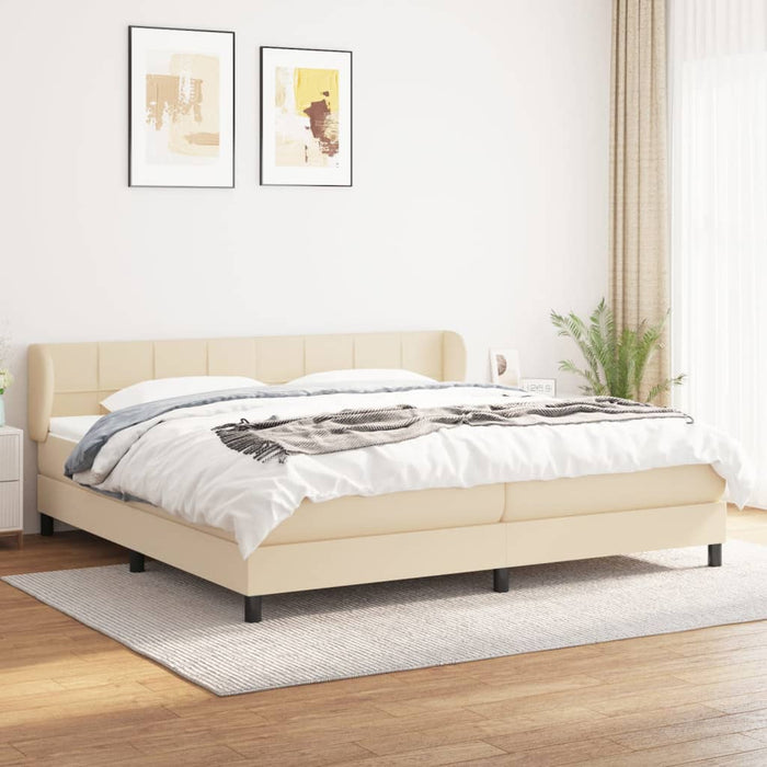 Pat box spring cu saltea, crem, 200x200 cm, textil - WALTI WALTI