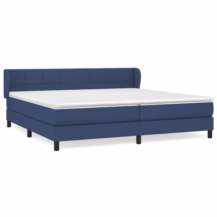 Pat box spring cu saltea, albastru, 200x200 cm, textil WALTI