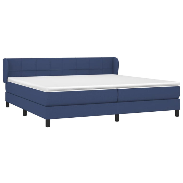 Pat box spring cu saltea, albastru, 200x200 cm, textil WALTI