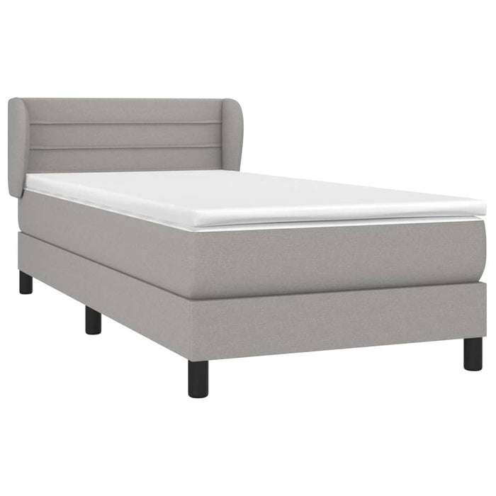 Pat box spring cu saltea, gri deschis, 90x190 cm, textil - WALTI WALTI