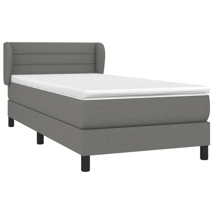 Pat box spring cu saltea, gri închis, 90x200 cm, textil - WALTI WALTI