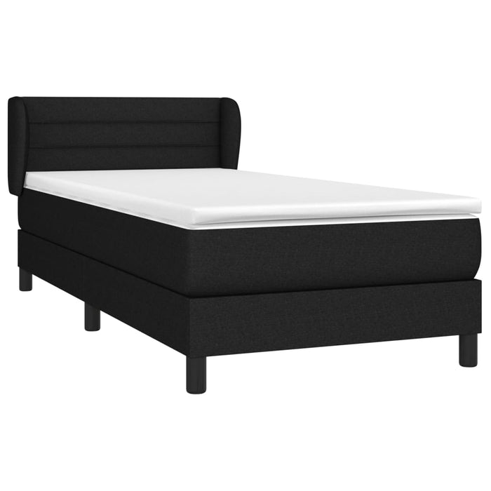Pat box spring cu saltea, negru, 90x200 cm, textil - WALTI WALTI