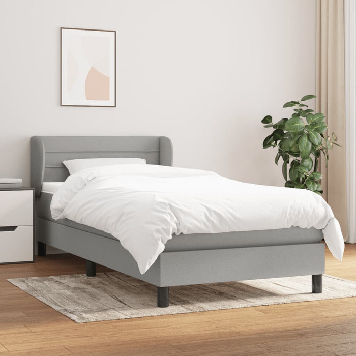 Pat box spring cu saltea, gri deschis, 100x200 cm, textil - WALTI WALTI