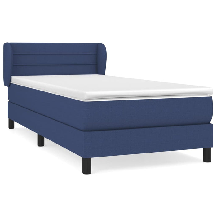 Pat box spring cu saltea, albastru, 100x200 cm, textil WALTI