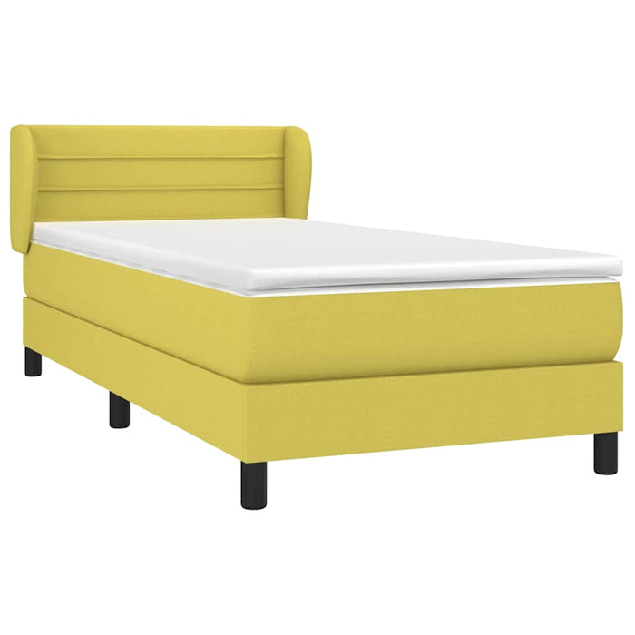 Pat box spring cu saltea, verde, 100x200 cm, textil WALTI