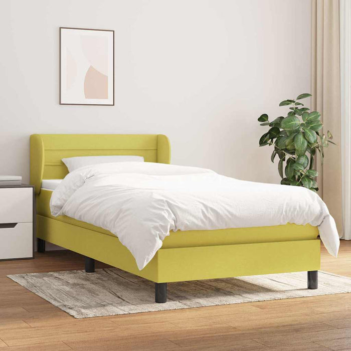 Pat box spring cu saltea, verde, 100x200 cm, textil WALTI