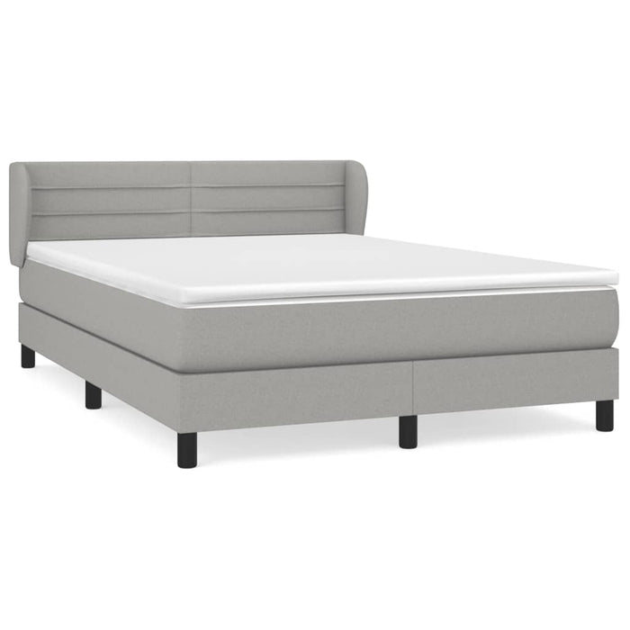 Pat box spring cu saltea, gri deschis, 140x190 cm, textil - WALTI WALTI