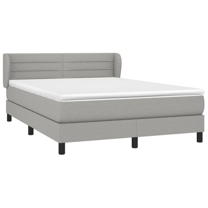 Pat box spring cu saltea, gri deschis, 140x190 cm, textil - WALTI WALTI