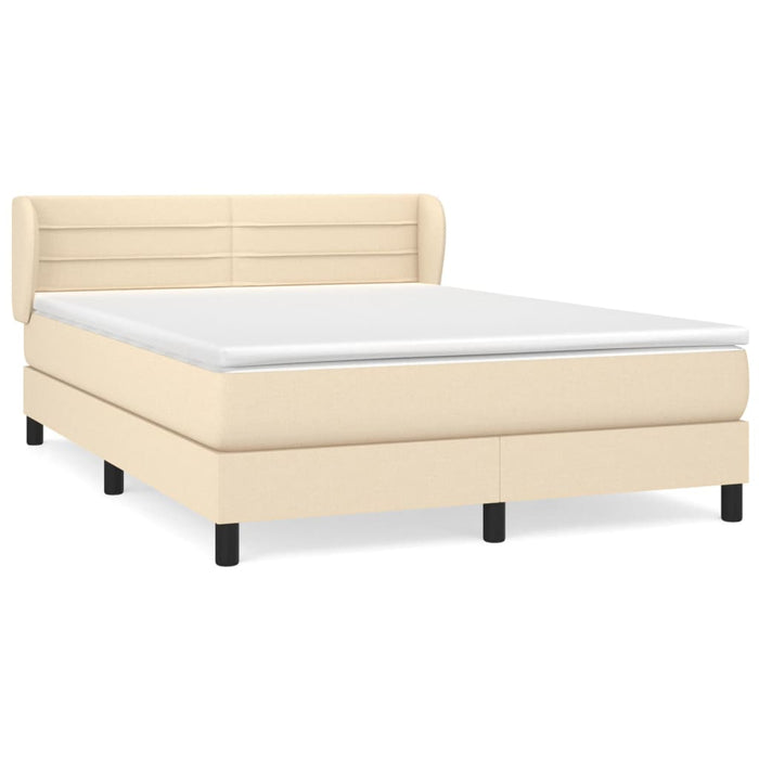 Pat box spring cu saltea, crem, 140x200 cm, textil - WALTI WALTI