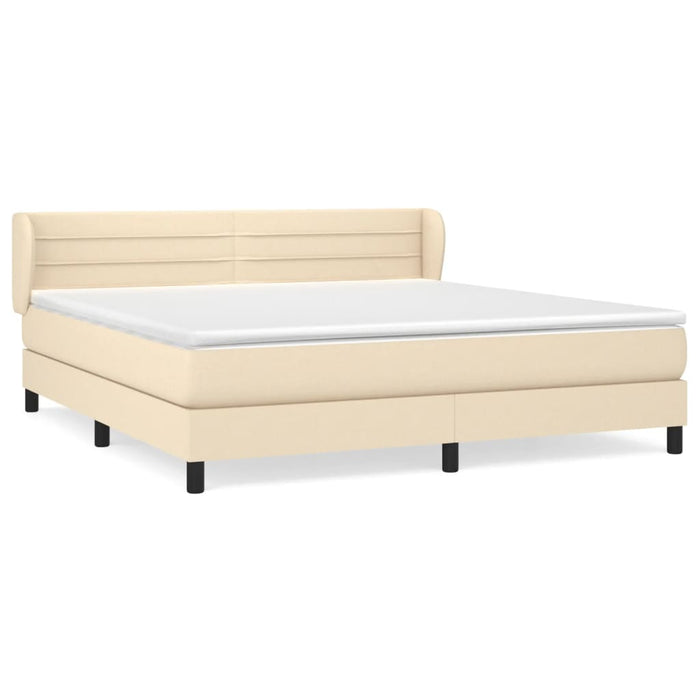 Pat box spring cu saltea, crem, 160x200 cm, material textil - WALTI WALTI