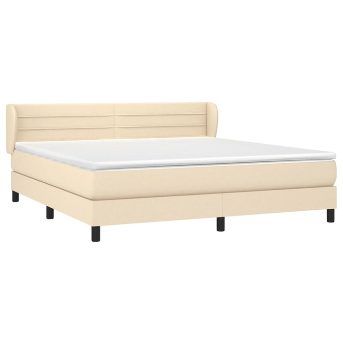 Pat box spring cu saltea, crem, 160x200 cm, material textil - WALTI WALTI