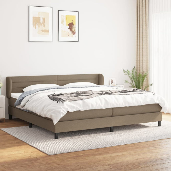 Pat box spring cu saltea, gri taupe, 200x200 cm, textil - WALTI WALTI