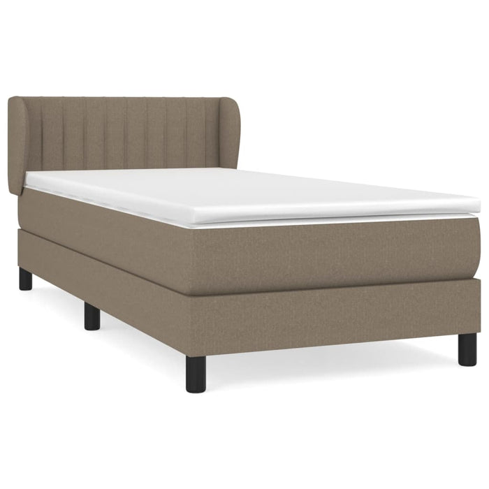 Pat box spring cu saltea, gri taupe, 80x200 cm, textil WALTI