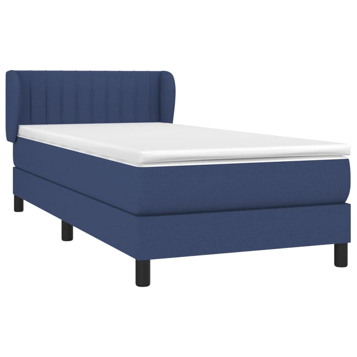 Pat box spring cu saltea, albastru, 80x200 cm, textil - WALTI WALTI