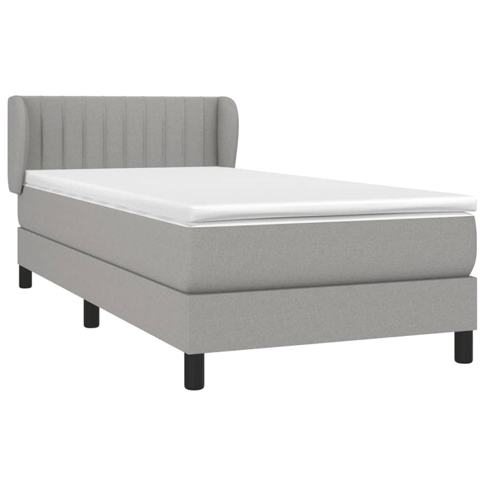 Pat box spring cu saltea, gri deschis, 90x190 cm, textil - WALTI WALTI