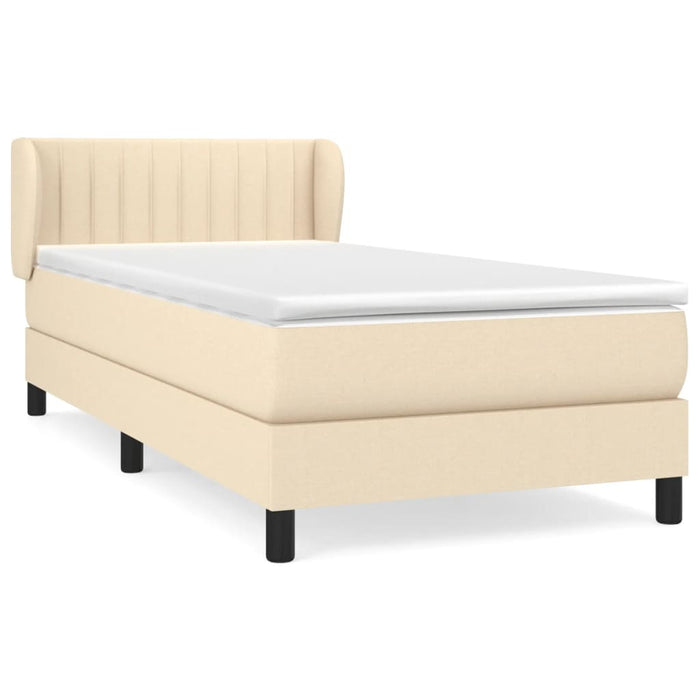 Pat box spring cu saltea, crem, 90x190 cm, textil - WALTI WALTI