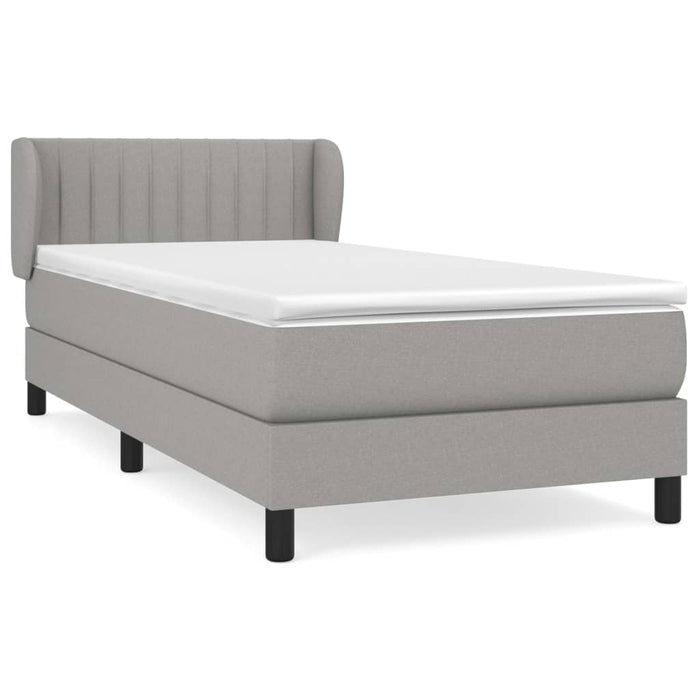 Pat box spring cu saltea, gri deschis, 90x200 cm, textil WALTI