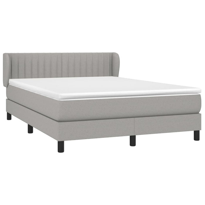 Pat box spring cu saltea, gri deschis, 140x190 cm, textil - WALTI WALTI