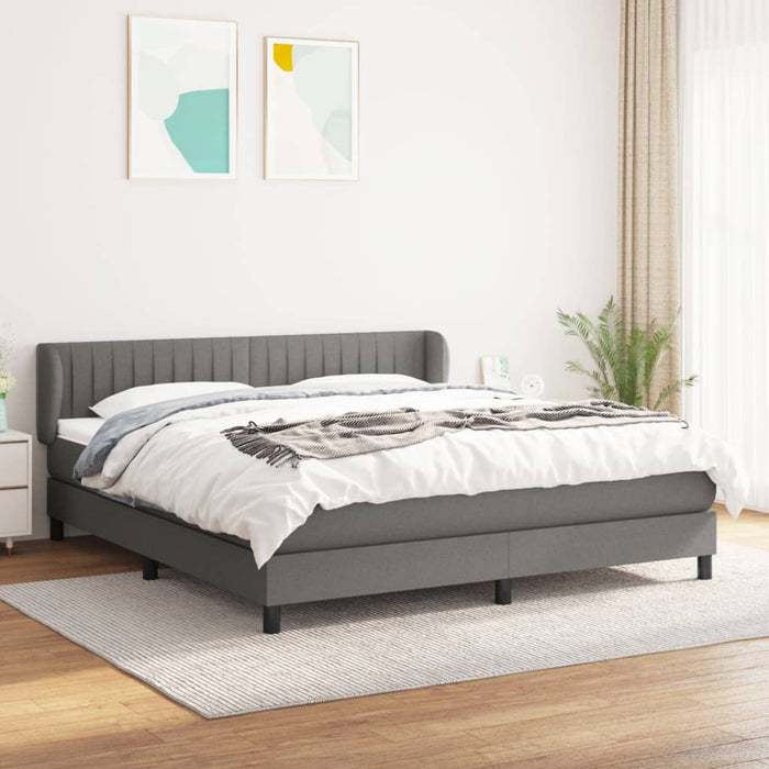 Pat continental cu saltea, gri închis, 160x200 cm, țesătură WALTI