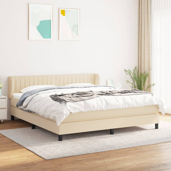 Pat continental cu saltea, crem, 180x200 cm, textil WALTI