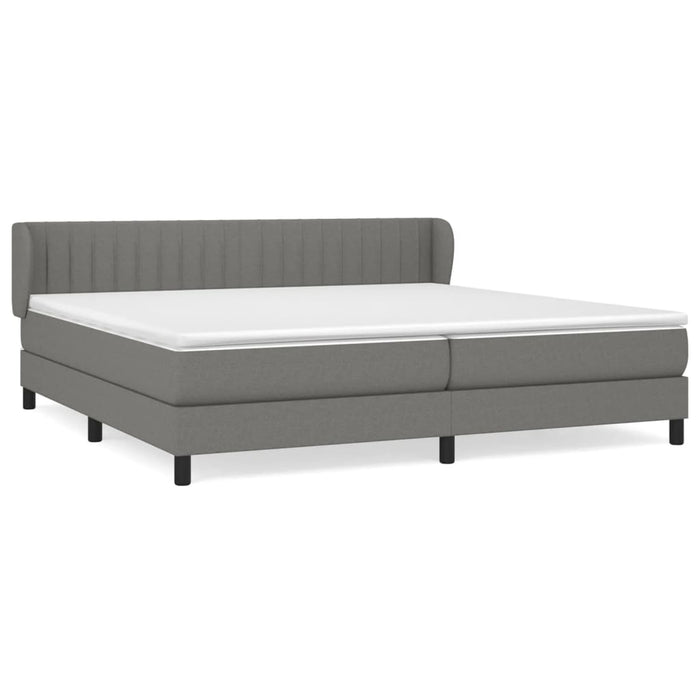 Pat box spring cu saltea, gri închis, 200x200 cm, textil WALTI