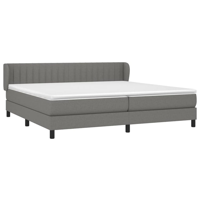 Pat box spring cu saltea, gri închis, 200x200 cm, textil WALTI