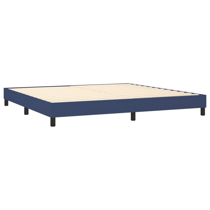 Pat box spring cu saltea, albastru, 200x200 cm, textil WALTI