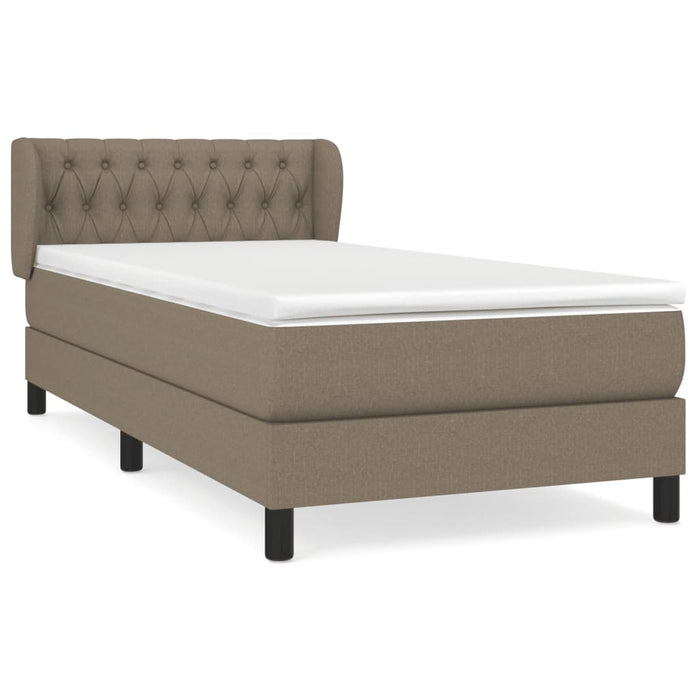 Pat box spring cu saltea, gri taupe, 90x190 cm, textil - WALTI WALTI