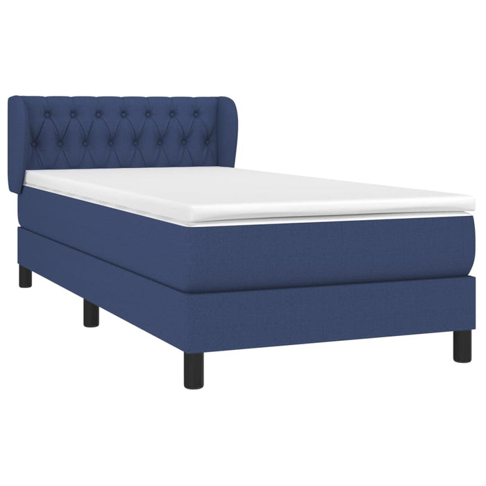 Pat box spring cu saltea, albastru, 90x190 cm, textil - WALTI WALTI