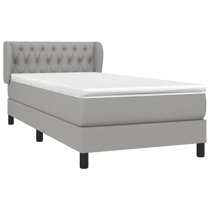 Pat box spring cu saltea, gri deschis, 100x200 cm, textil - WALTI WALTI