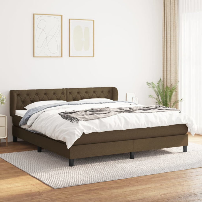 Pat box spring cu saltea, maro închis, 160x200 cm, textil WALTI