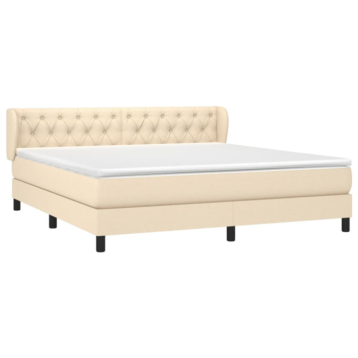 Pat box spring cu saltea, crem, 160x200 cm, material textil - WALTI WALTI