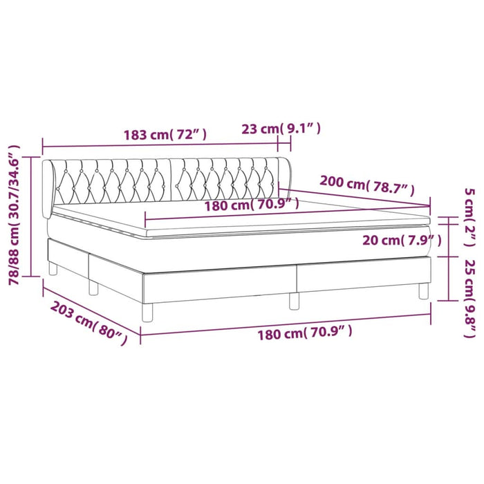Pat box spring cu saltea, gri închis, 180x200 cm, textil - WALTI WALTI