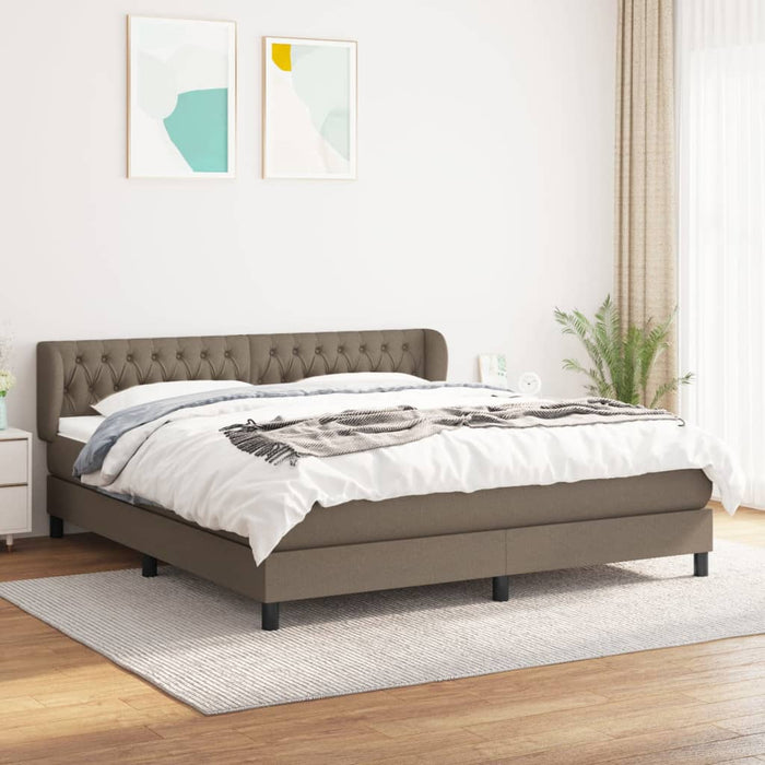 Pat continental cu saltea, gri taupe, 180x200 cm, textil - WALTI WALTI