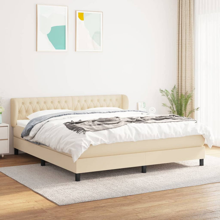 Pat continental cu saltea, crem, 180x200 cm, textil - WALTI WALTI
