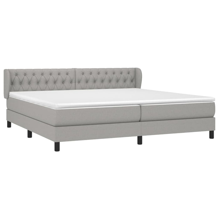 Pat box spring cu saltea, gri deschis, 200x200 cm, textil - WALTI WALTI