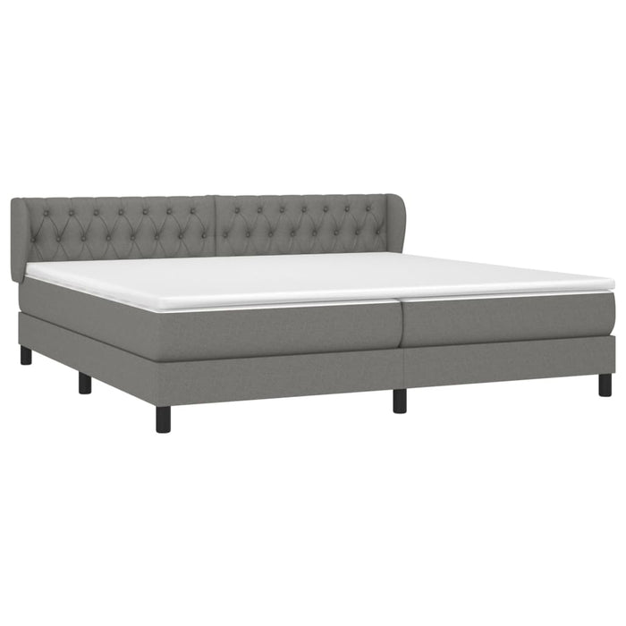 Pat box spring cu saltea, gri închis, 200x200 cm, textil - WALTI WALTI