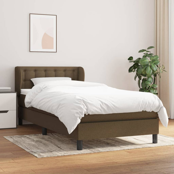 Pat box spring cu saltea, maro închis, 90x200 cm, textil - WALTI WALTI