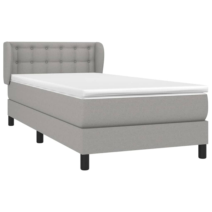 Pat box spring cu saltea, gri deschis, 100x200 cm, textil - WALTI WALTI
