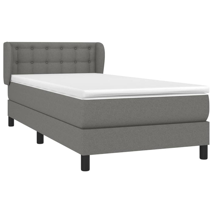 Pat box spring cu saltea, gri închis, 100x200 cm, textil - WALTI WALTI