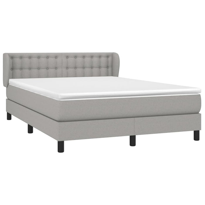 Pat box spring cu saltea, gri deschis, 140x190 cm, textil - WALTI WALTI
