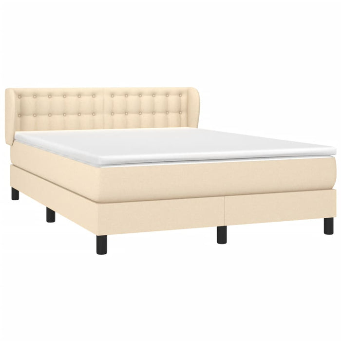 Pat box spring cu saltea, crem, 140x200 cm, textil WALTI
