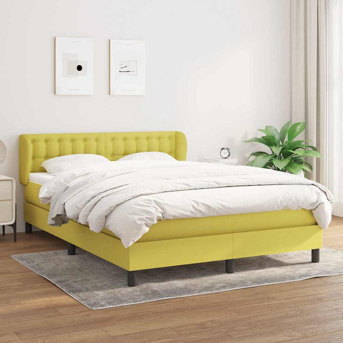 Pat box spring cu saltea, verde, 140x200 cm, textil WALTI