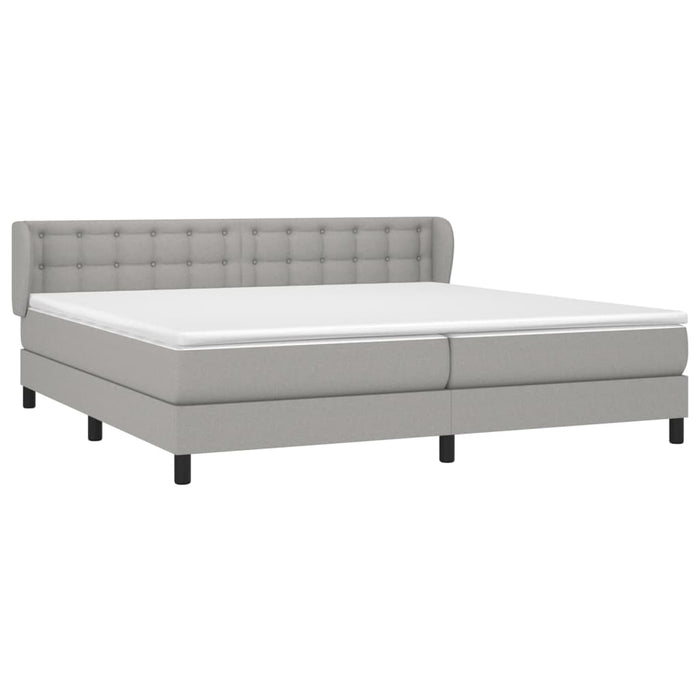 Pat box spring cu saltea, gri deschis, 200x200 cm, textil - WALTI WALTI