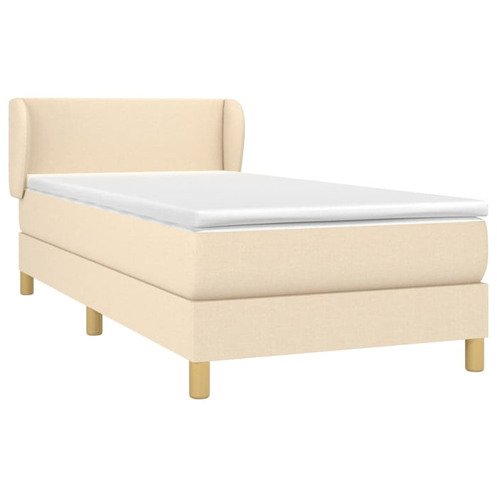Pat box spring cu saltea, crem, 80x200 cm, textil WALTI