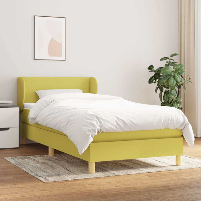 Pat box spring cu saltea, verde, 80x200 cm, textil WALTI