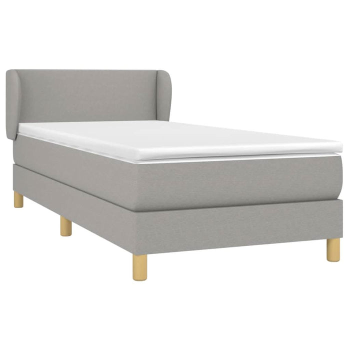 Pat box spring cu saltea, gri deschis, 90x190 cm, textil - WALTI WALTI
