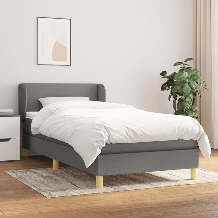 Pat box spring cu saltea, gri închis, 90x190 cm, textil - WALTI WALTI