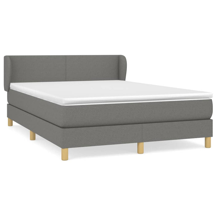 Pat box spring cu saltea, gri închis, 140x190 cm, textil WALTI