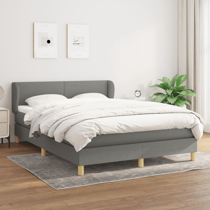 Pat box spring cu saltea, gri închis, 140x190 cm, textil WALTI